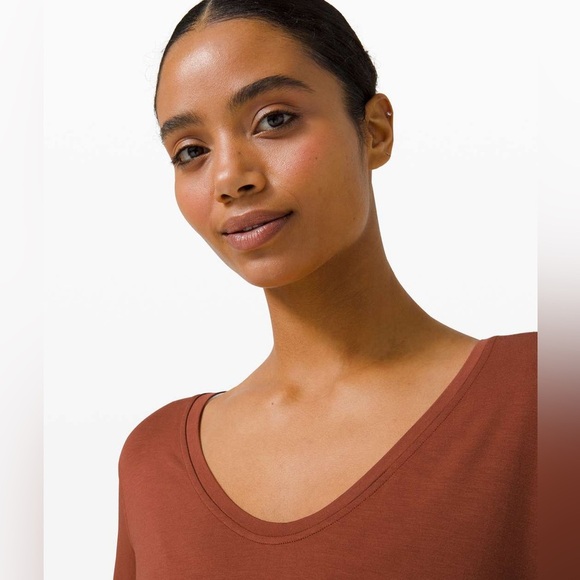 Lululemon Up for Down Time Long Sleeve - Dark Terracotta Long Sleeve Short Top - Picture 6 of 11